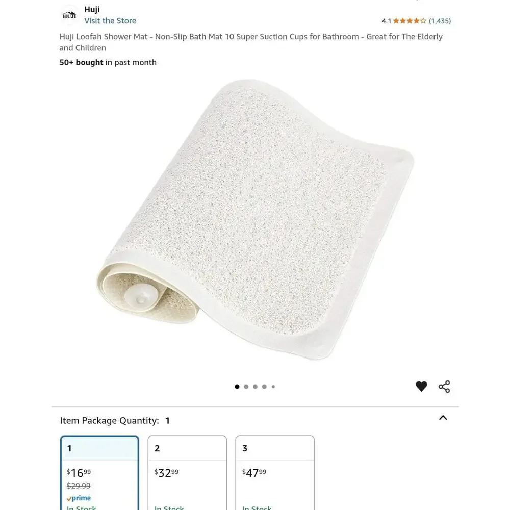 Pink Loofah Shower Mat - Non-Slip Bath Mat